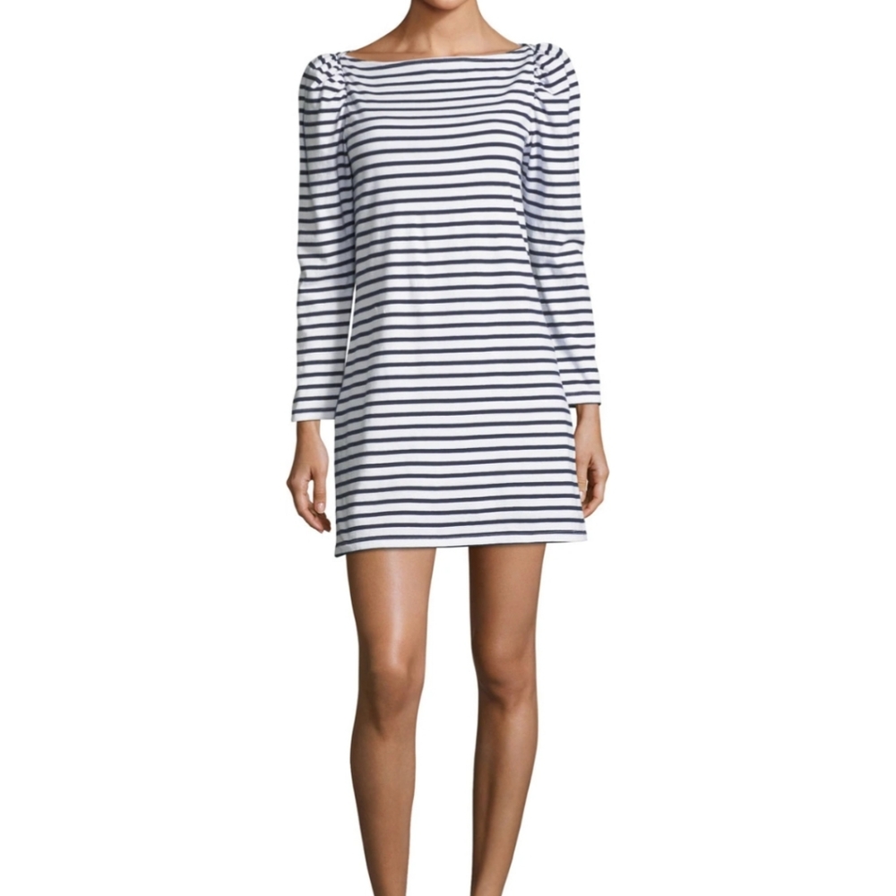 A.L.C. Navy and White Striped Long-Sleeve Mini Dress